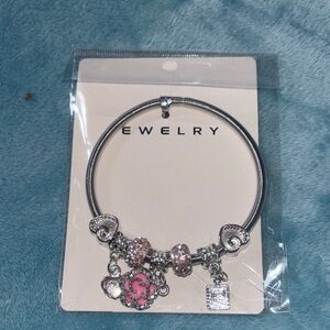 Silver and Pink Charm Bracelet